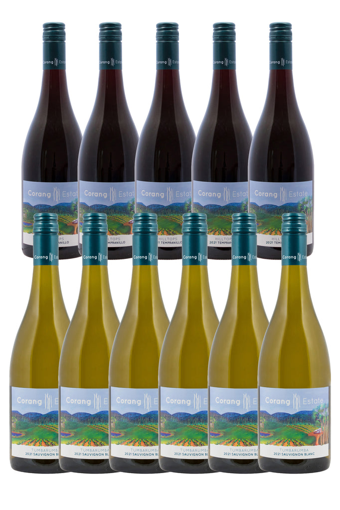 12 mixed bottles of Corang Estate Tumbarumba Sauvignon Blanc 2021 & Corang Estate Hilltops Tempranillo 2019, only $229